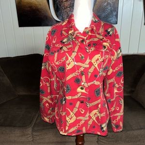 Breeches • Vintage • Medium • Red/Gold • Shirt • Saddle Straps/ Stirrups Pattern